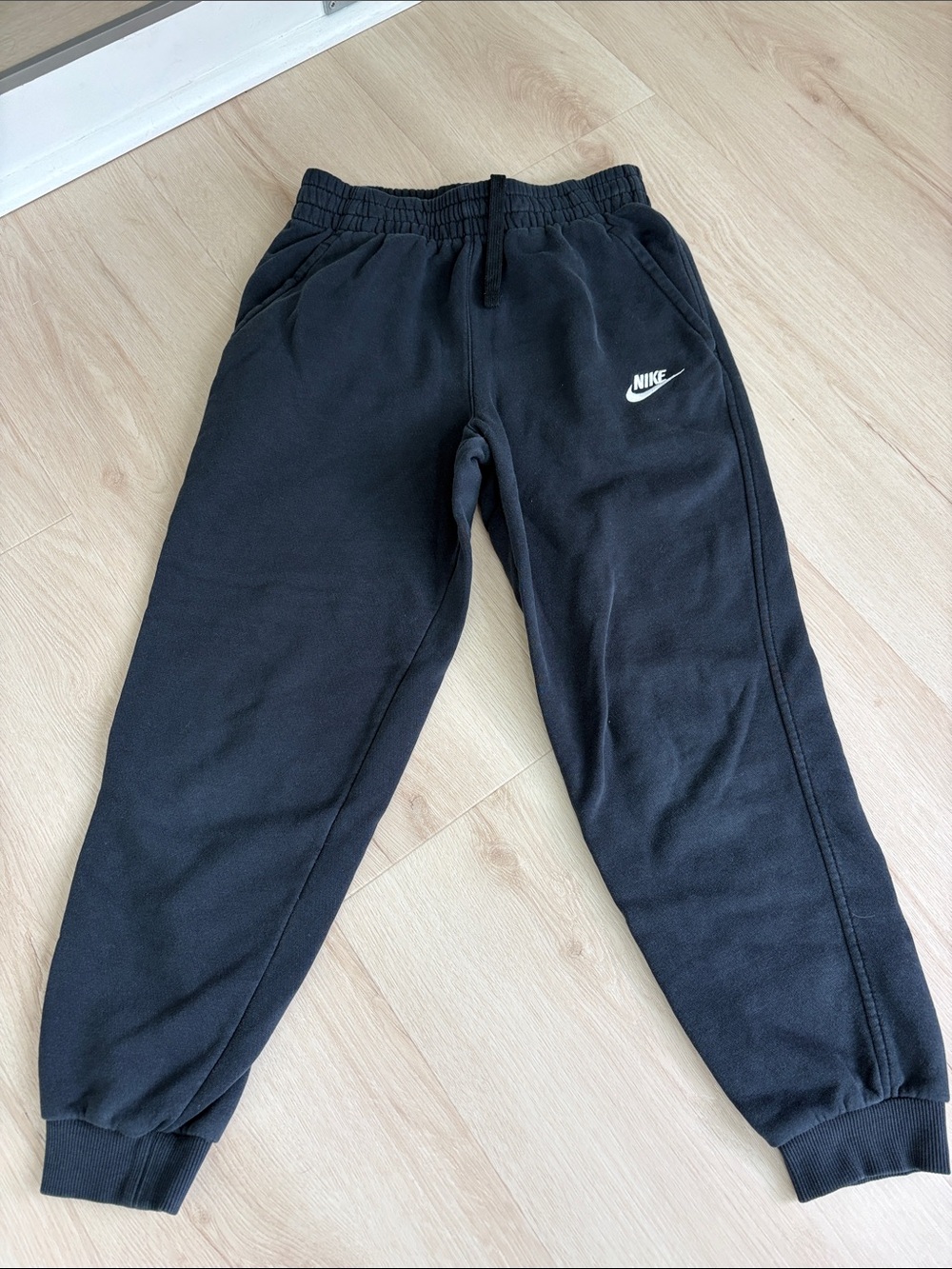 Nike Black Kids Joggers with White Swoosh